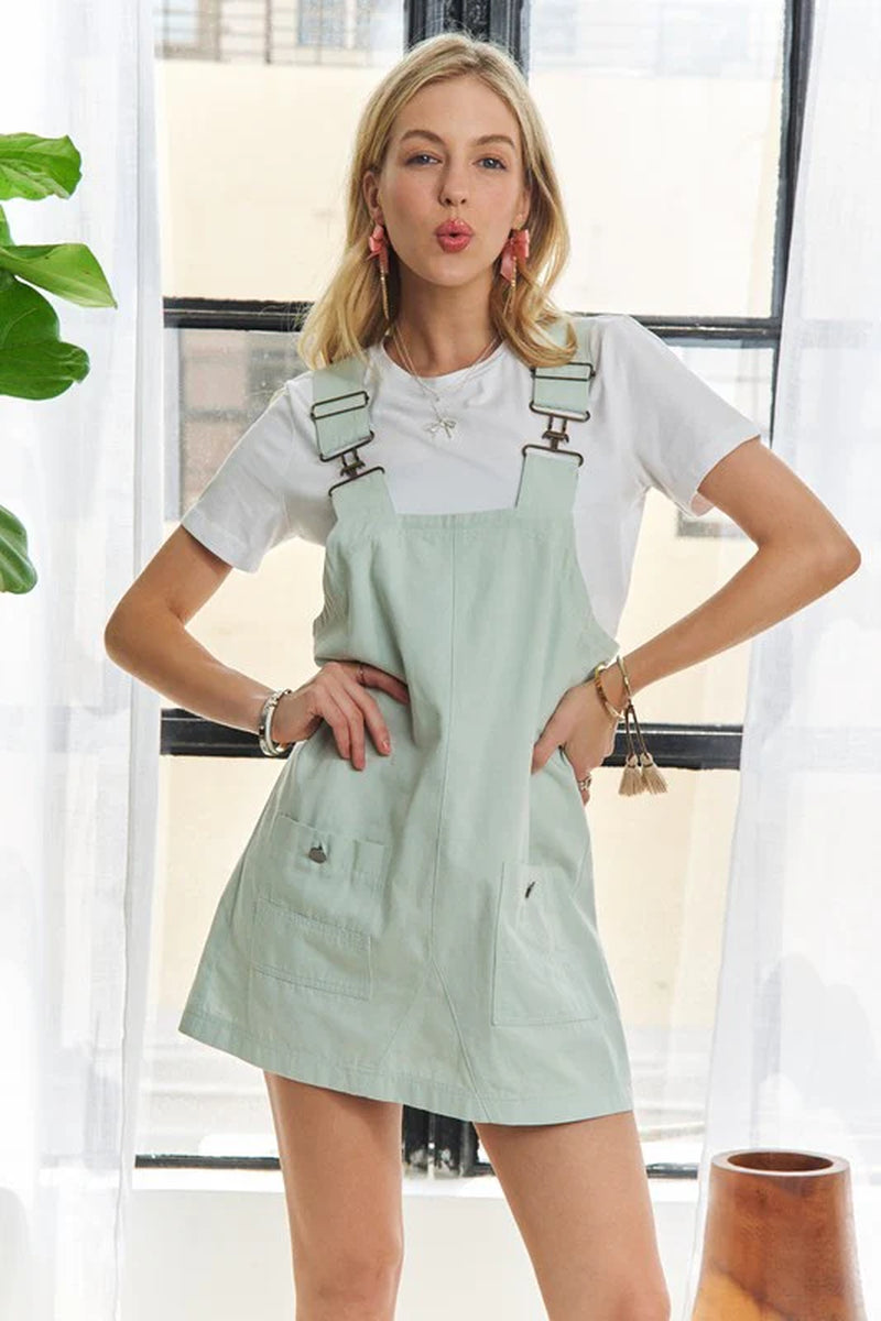 pastel overall dress Altar'd State | Aven Polka Dot Overalls | CREAM-PINK | Material: 100% Cotton